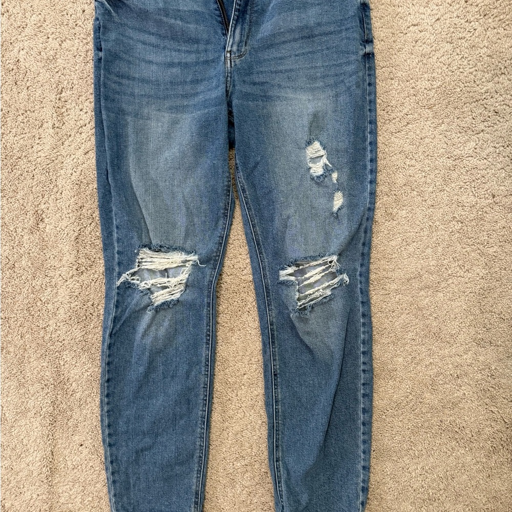 SO Blue Skinny Jeans with Distressed Details